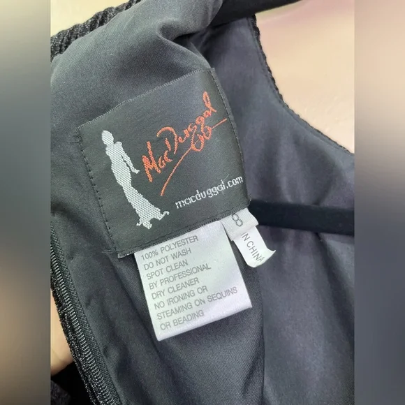 Mac Duggal 30750 Shimmering 3/4 Sleeve A-Line Midi Dress Size 8 NWT Black - Picture 7 of 12